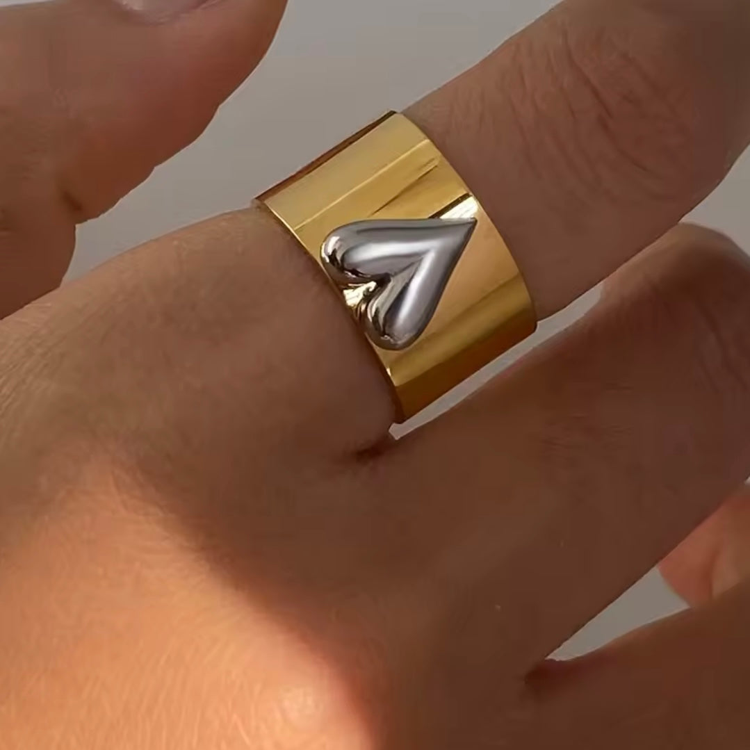 ANILLO CORAZÓN BICOLOR
