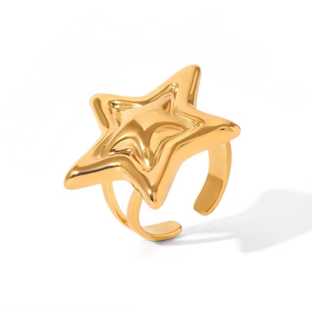 ANILLO ESTRELLA CHUNKY DORADO