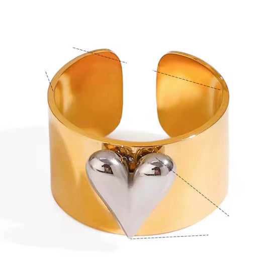 ANILLO CORAZÓN BICOLOR